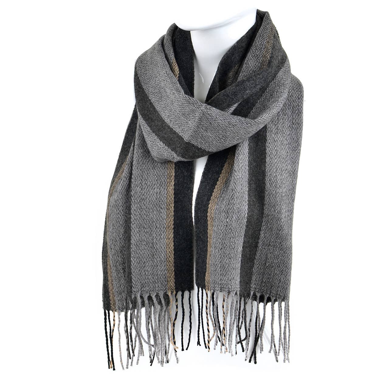 Unisex Plaid Cashmere Feel Acrylic Scarves: Plaid / Light Gray