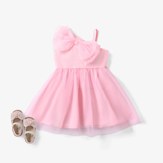 Baby Pink Bowknot Mesh Dress