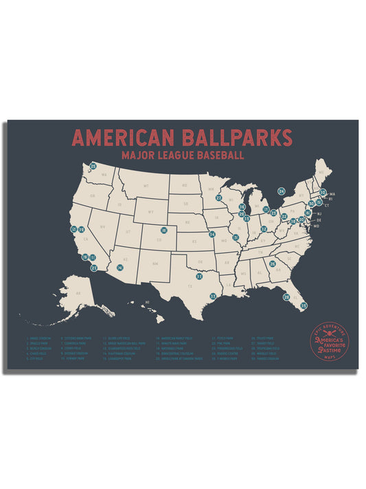 Baseball Pushpin Travel Map