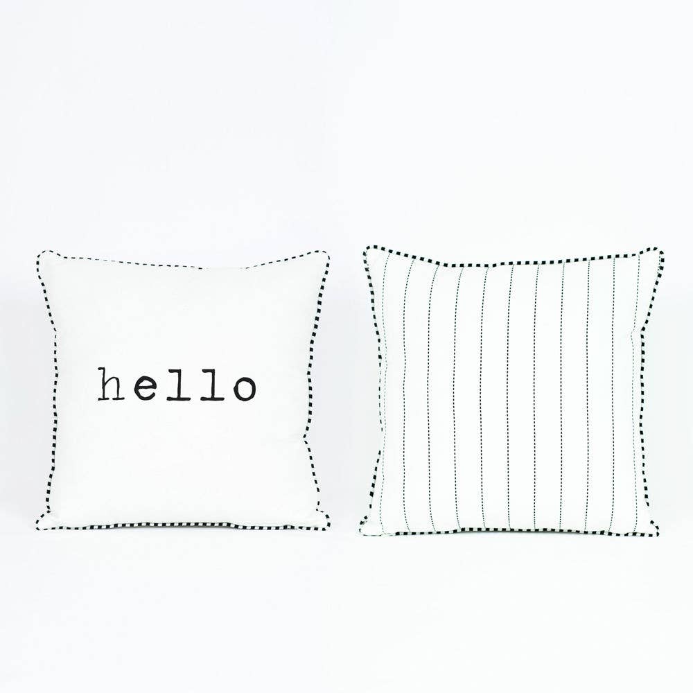 White/Black "Hello" Reversible Pillow