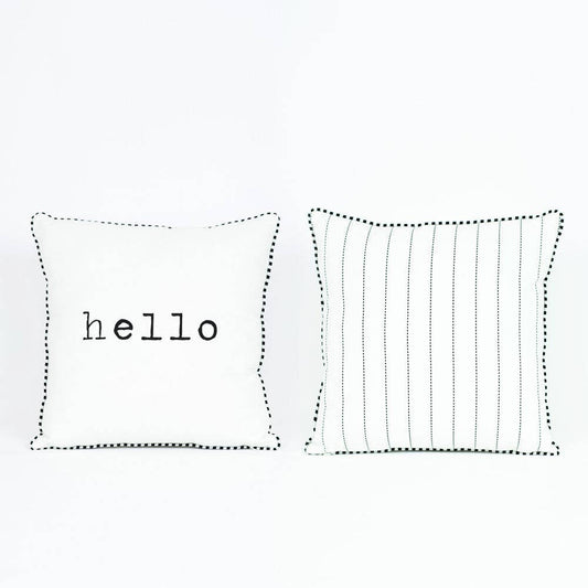 White/Black "Hello" Reversible Pillow