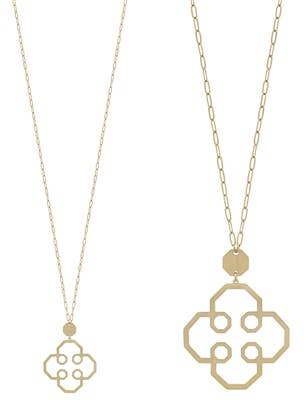 Matte Gold Open Filigree 32" Necklace & Ball Earrings Set