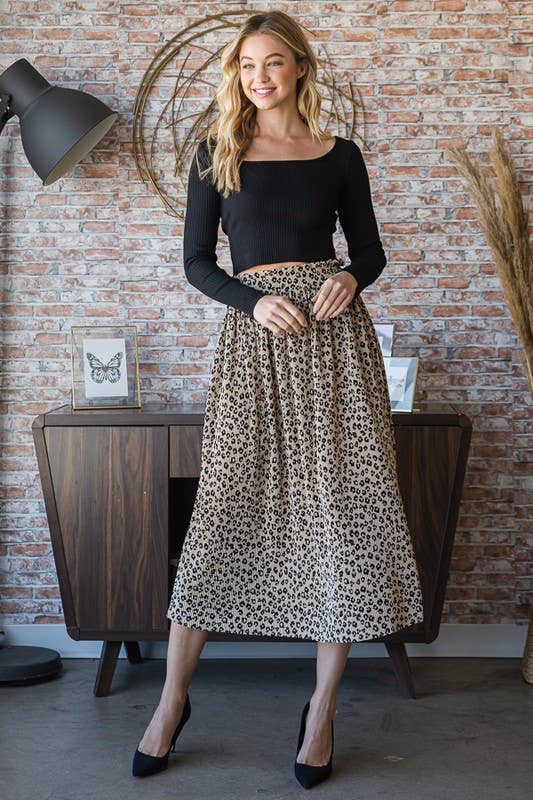 Animal Print Midi Skirt