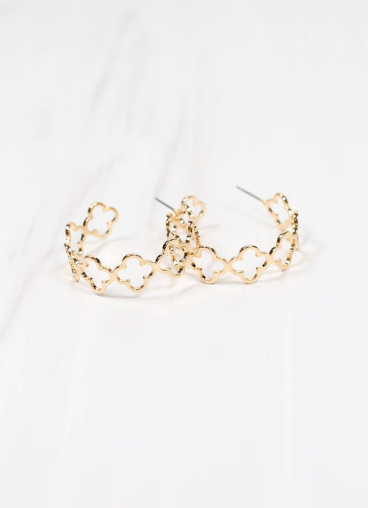 Kenner Open Clover Hoop Earring-Gold