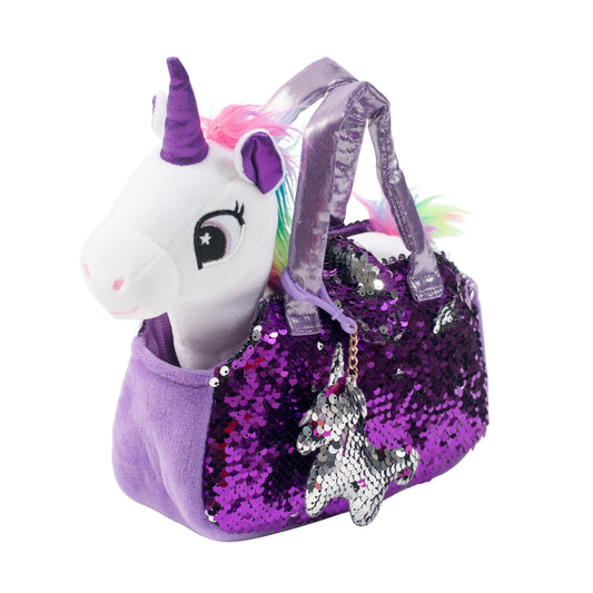 Plush White/Purple Unidorn Set with Bag