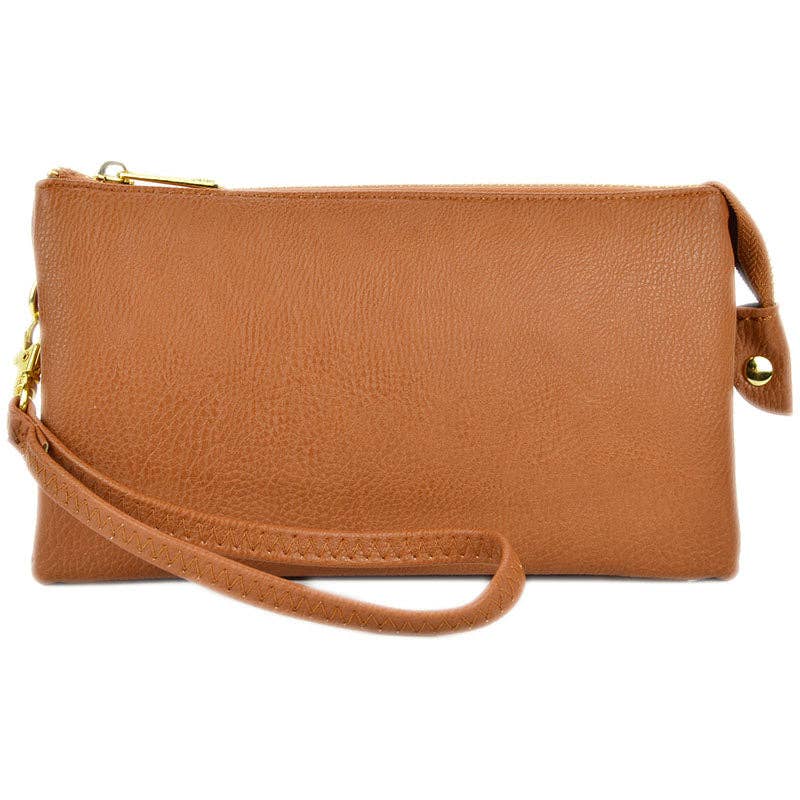 Three Compartment Wristlet/Crossbody Bag: Orange