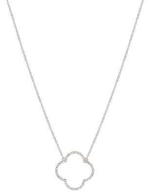 Silver Pave Open Clover on 16"-18" Necklace