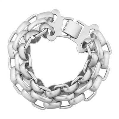 Matte Silver Interlocking Chain 7.5" Bracelet