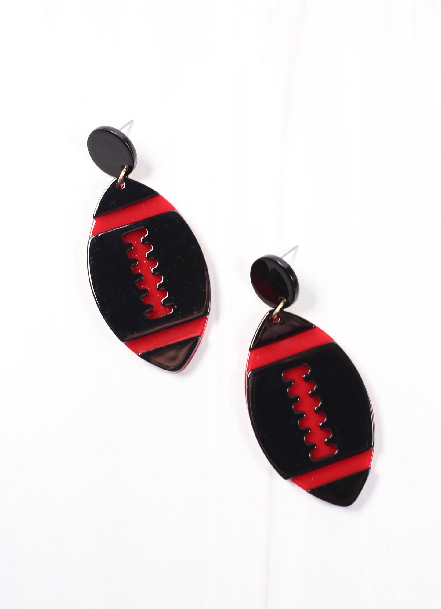 Bobby Football Earring-Red & Black