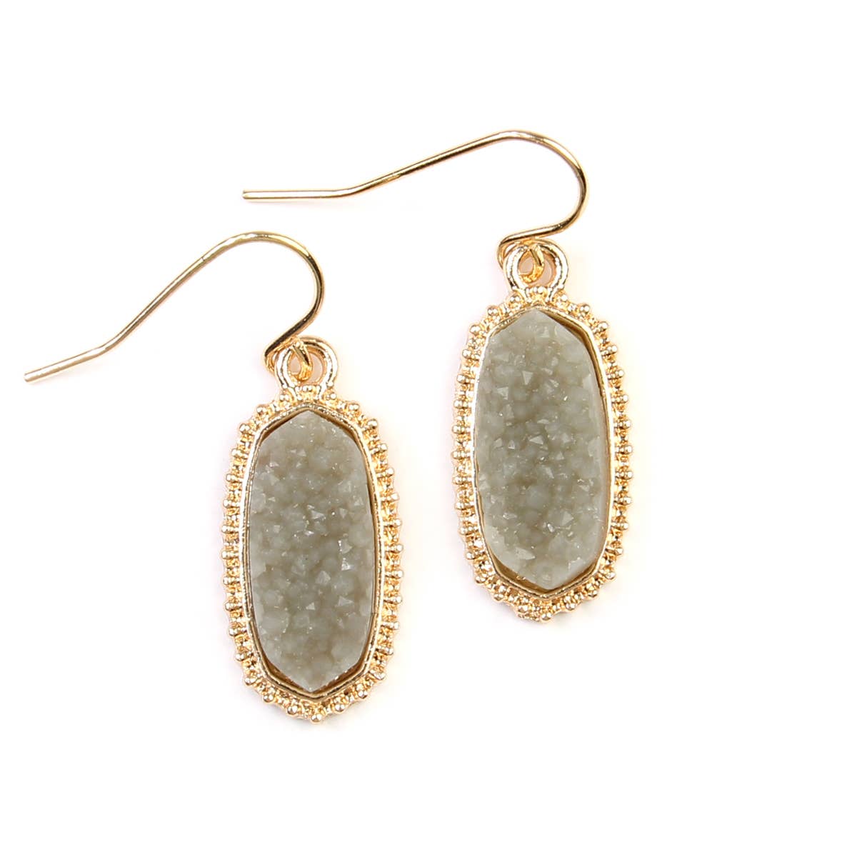 Dangle Druzy Stone Earrings:  Gray