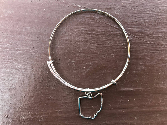 Silver Ohio Cutout Charm Bracelet