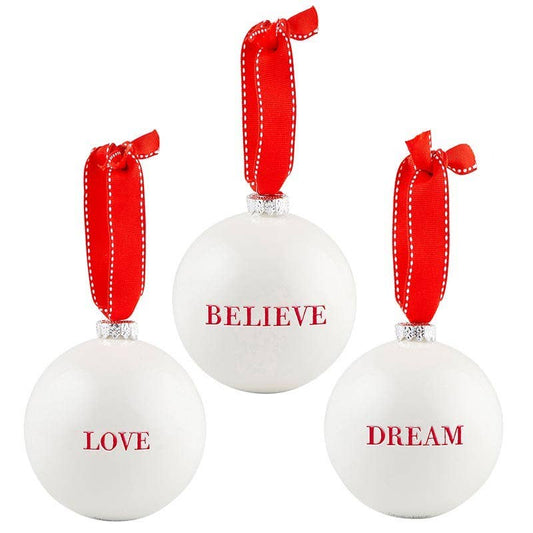 "Love Believe Dream" Ornament Set