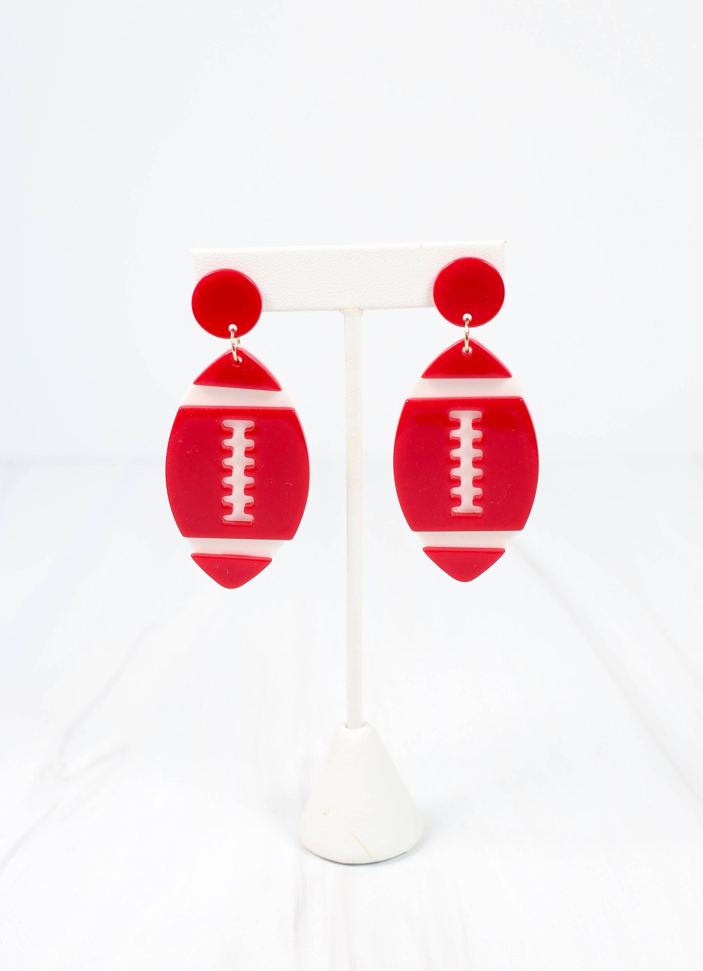 Bobby Football Earring-Red & White