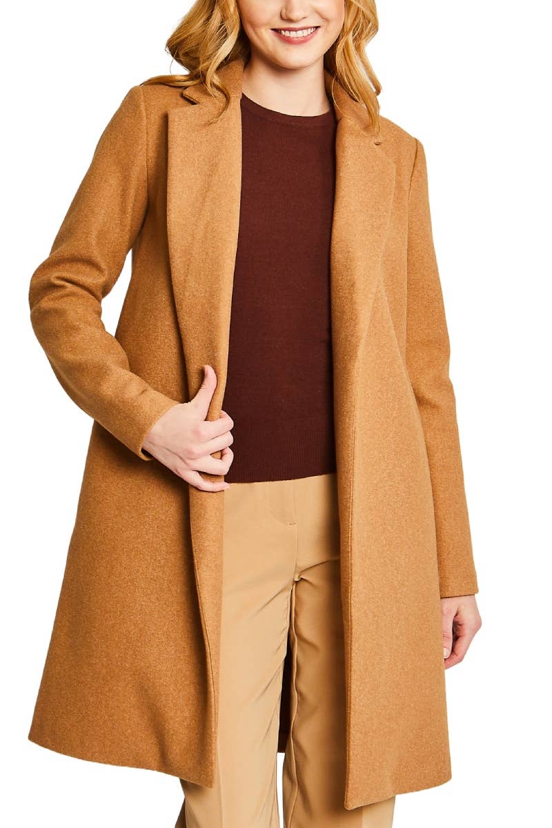 Fleece Long Line Coat: Camel