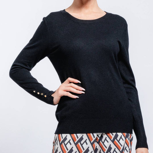 Unbelievably Soft Black knit sweater with button details