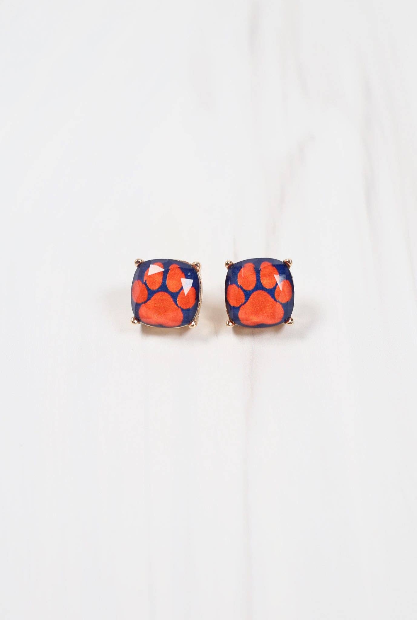 Paw Print Stud Earring NAVY ORANGE