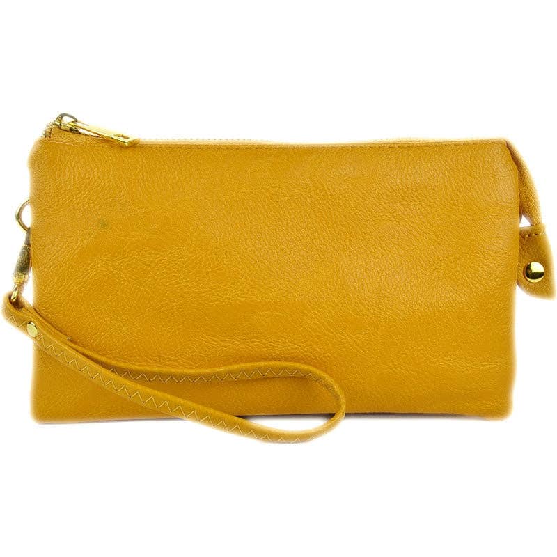 Three Compartment Wristlet/Crossbody Bag: Orange