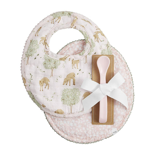 Baby Girl Deer Bib and Spoon Set