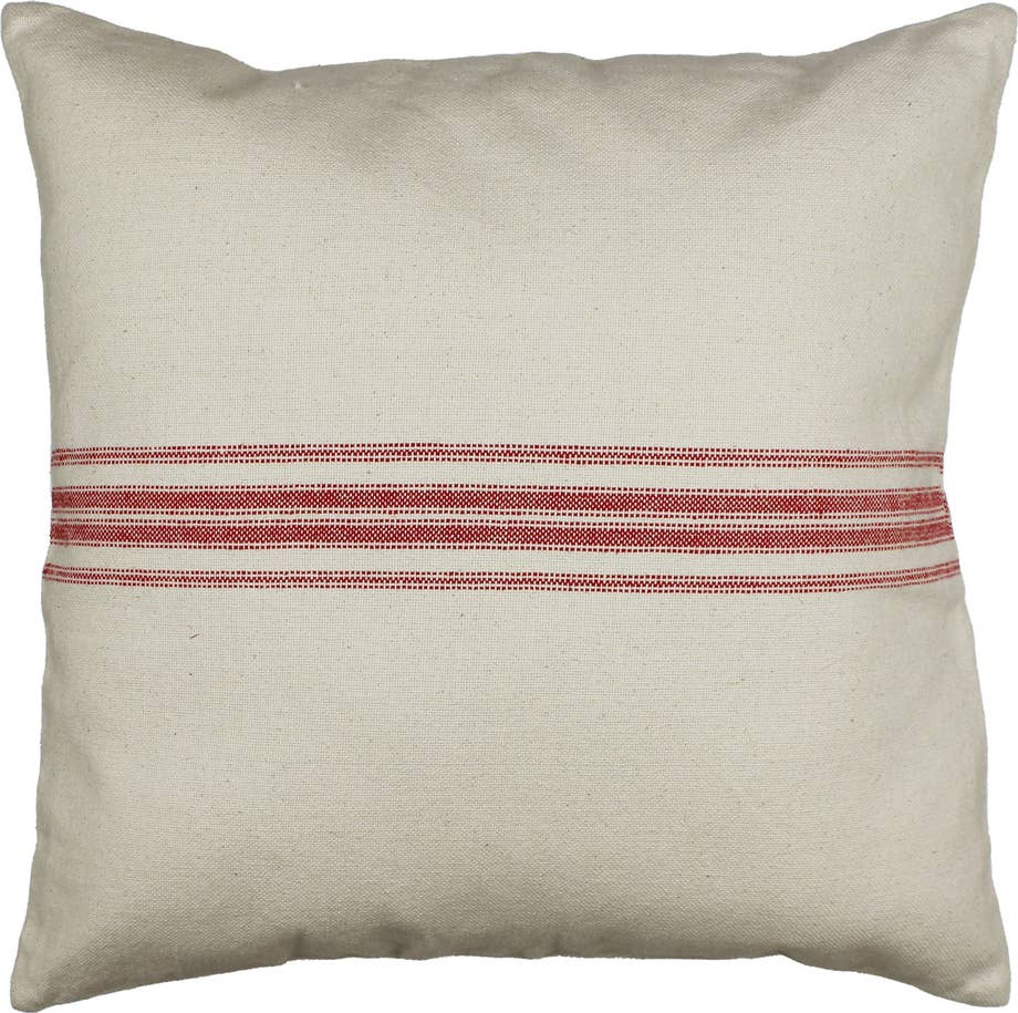 Red Stripe Grain Sack 18' Pillow Cover