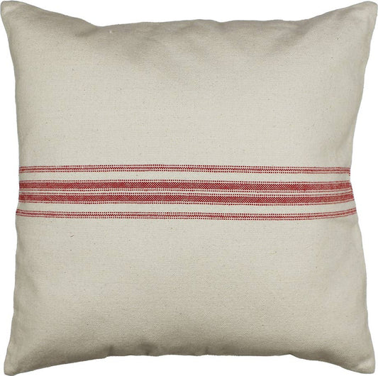 Red Stripe Grain Sack 18' Pillow Cover