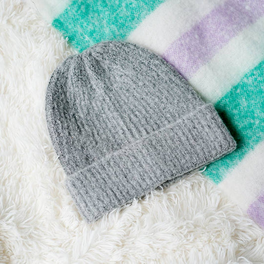 Two-tone gray melange sweater beanie