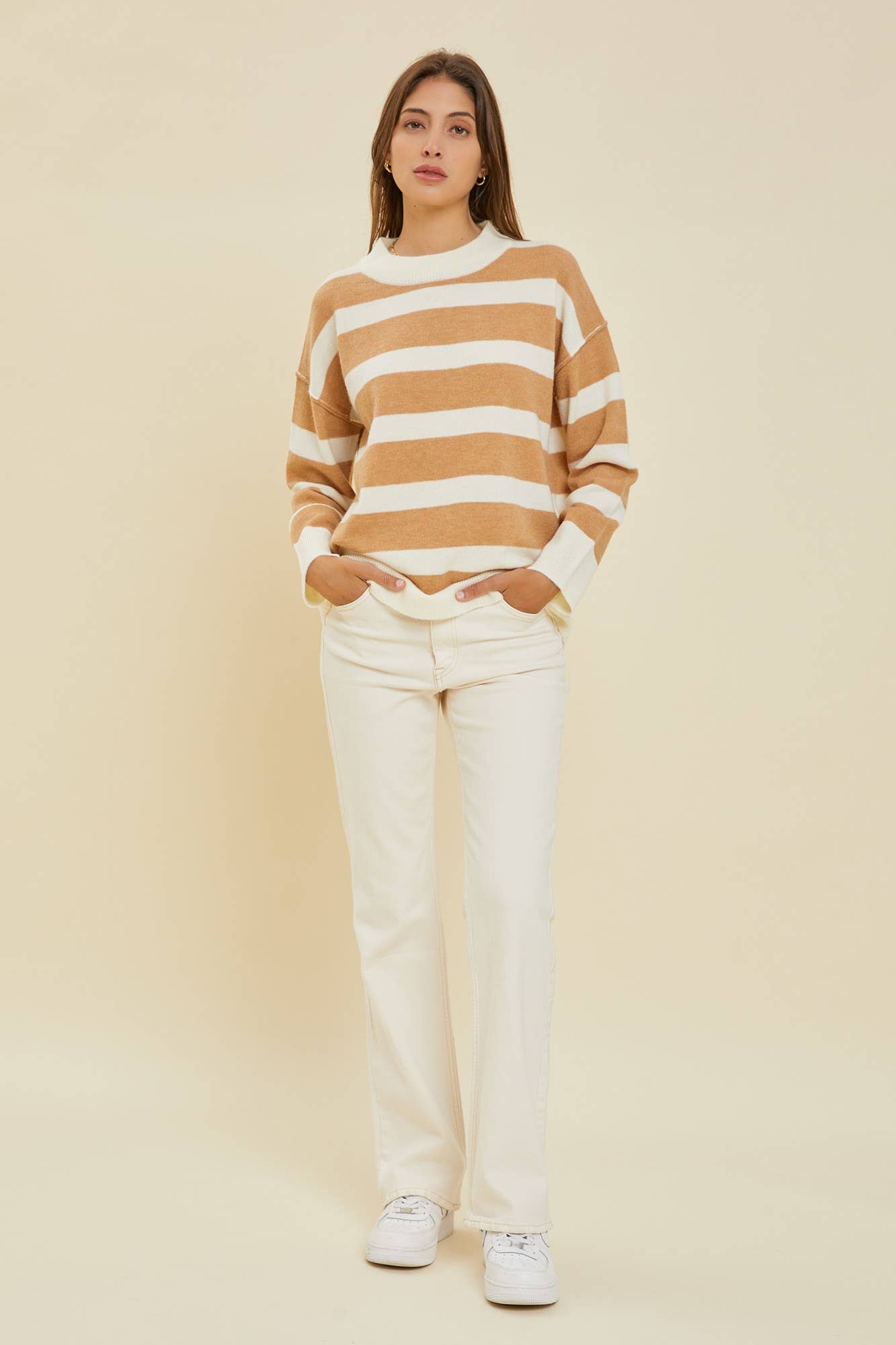 Camel Striped Sweater