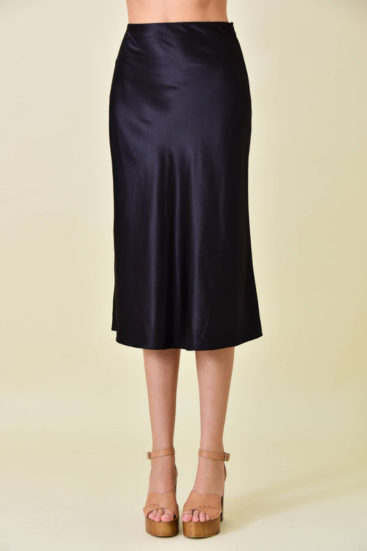 Chic Timeless Midi Satin Slip Pencil Skirt