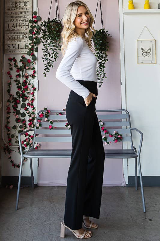 Flare Pants with Side Waist Band and Pocket