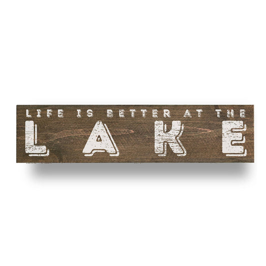 Life is Better at the Lake 5 x 24 on Cedar, Cream text