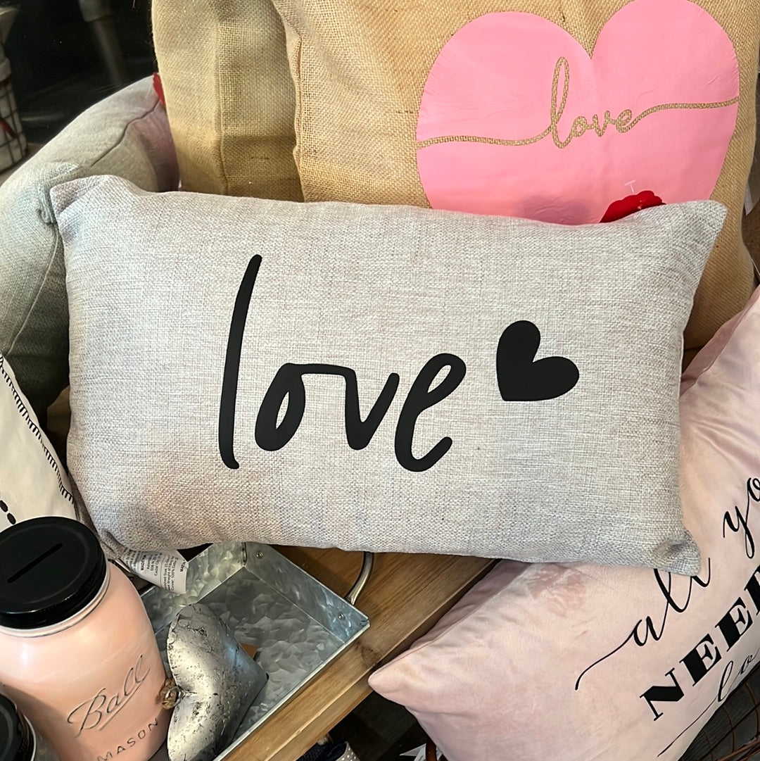 "Love" Gray 12x20 Pillow