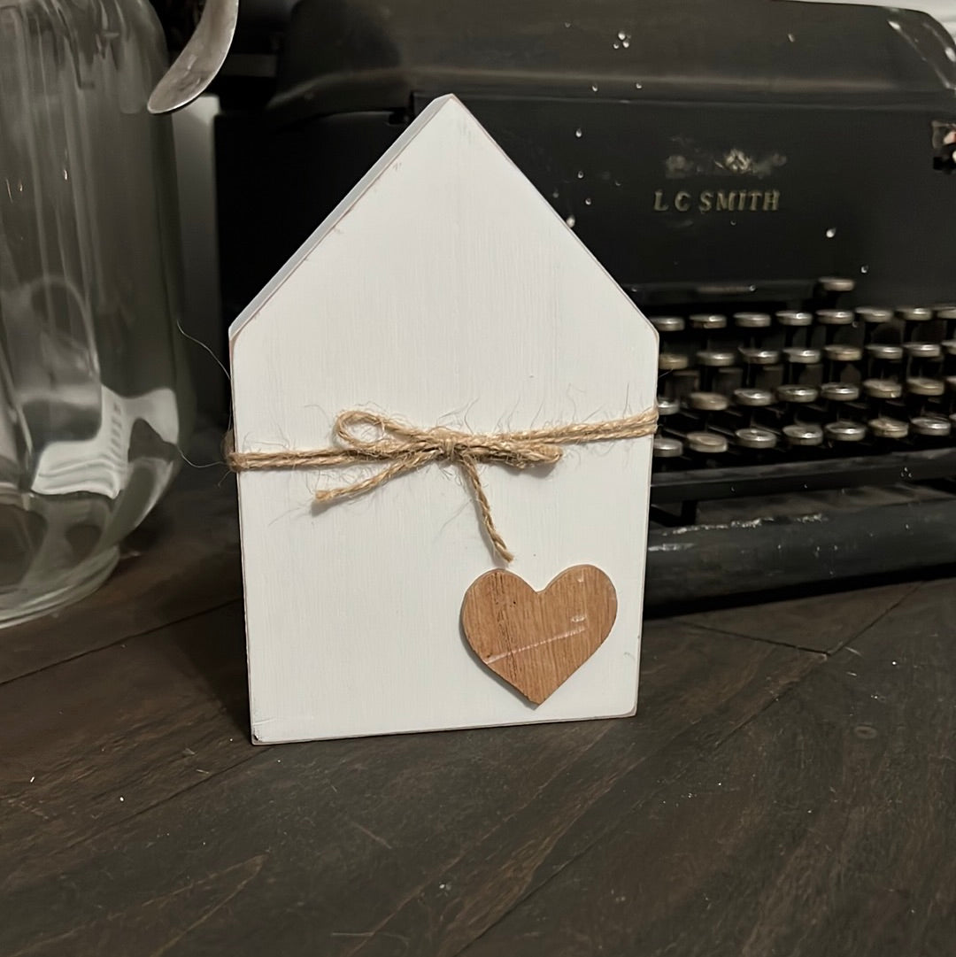 Wood Home with Heart Decor