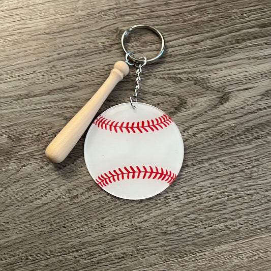 SALE Baseball and Bat Keychain