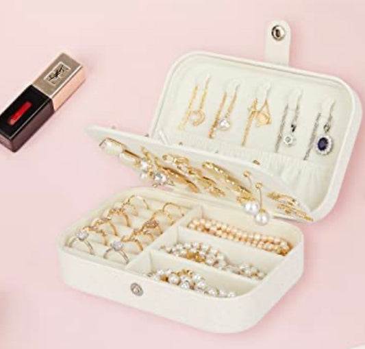 Sparkling White Medium Travel Jewelry Case