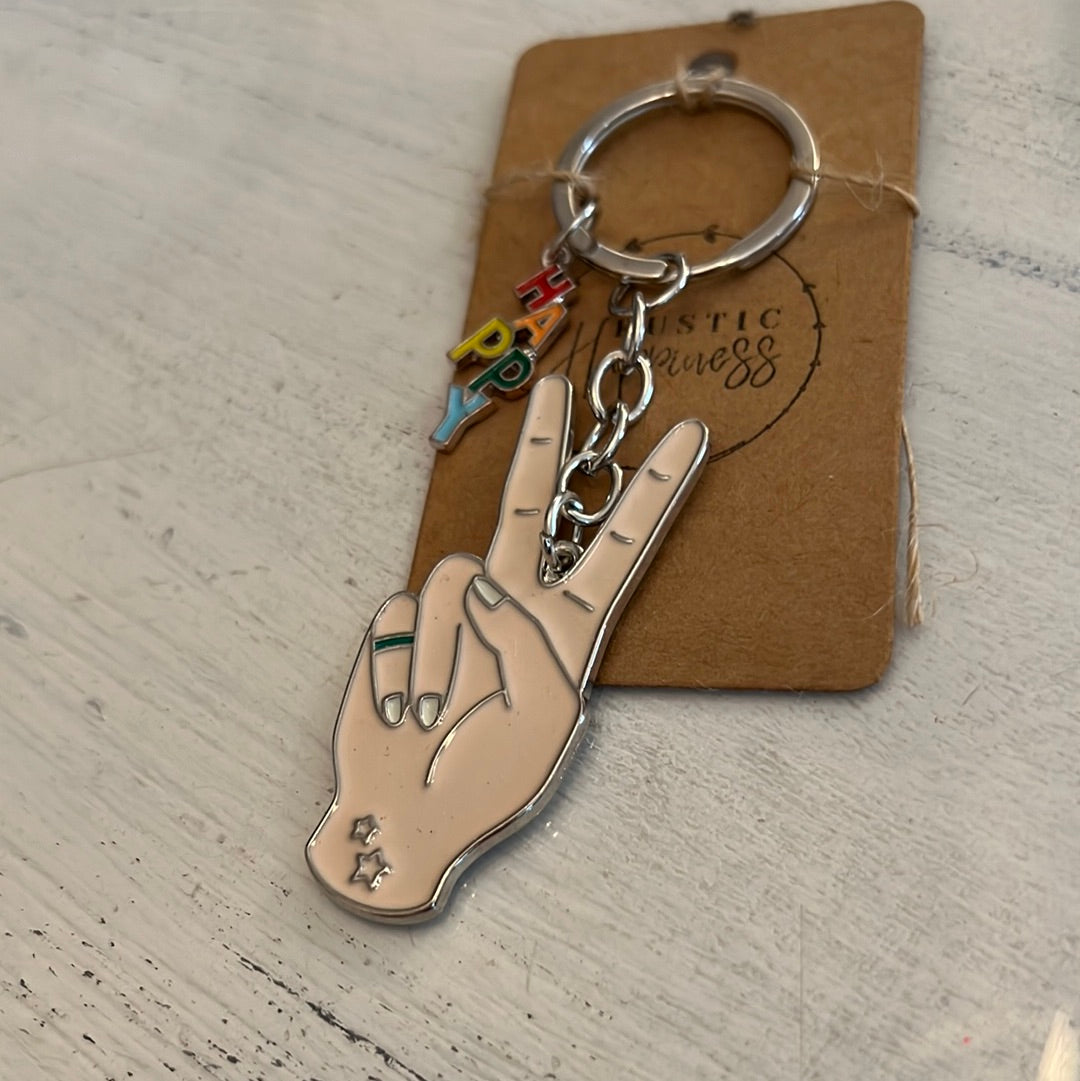 Peace Gesture Charm Keychain