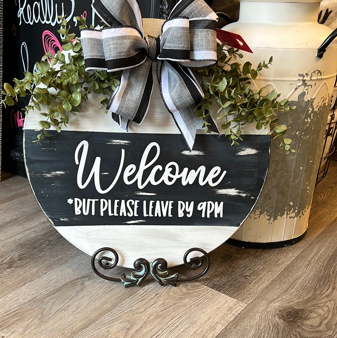 Rustic “please leave By 9PM wood decor