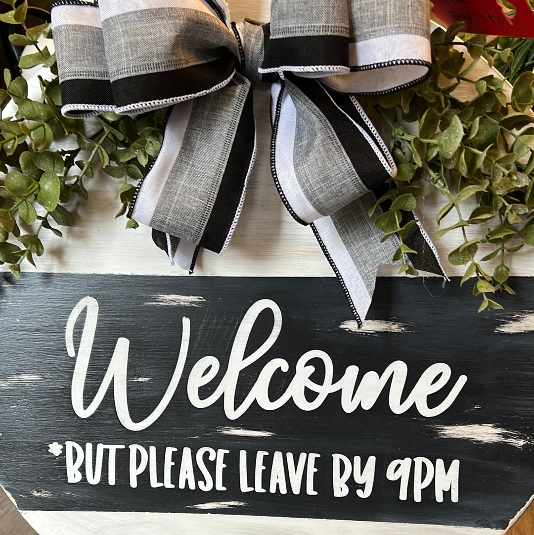 Rustic “please leave By 9PM wood decor