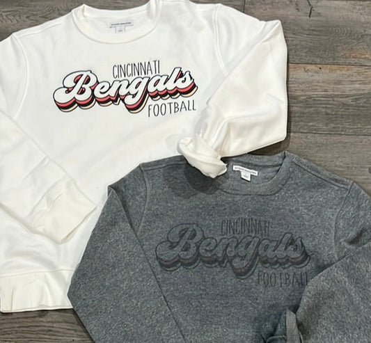 Throwback Vintage Bengals Sweatshirt-Gray or white