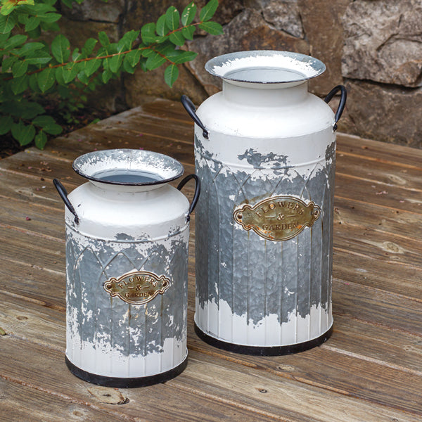 Rustic Flowers and Garden Milk Cans