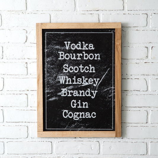 Wood Framed Spirits Wall Sign