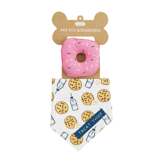 Donut Treat Thief Pet Toy & Bandana Set